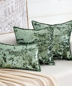 Fundas de cojín de terciopelo aplastado de la -Verde Oliva