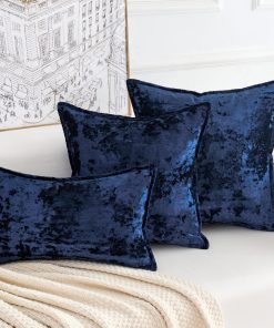 Fundas de cojín de terciopelo aplastado de la -Azul Marino