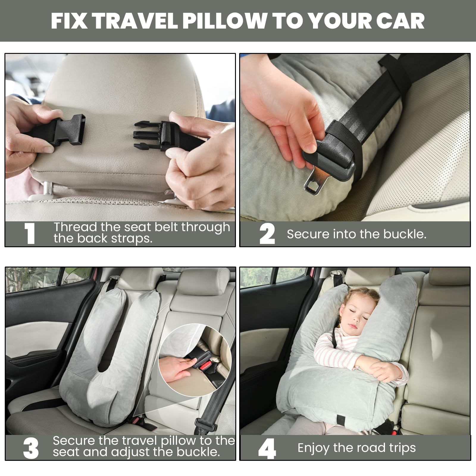 Almohada de Viaje MOAOO Almohada de Coche para Niños, - Imagen 6