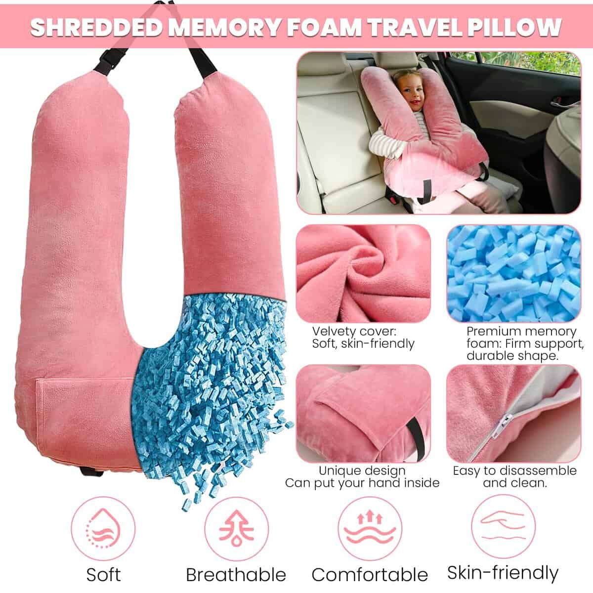 Almohada de Viaje para Coche MOAOO Almohada para Dormir en - Imagen 5