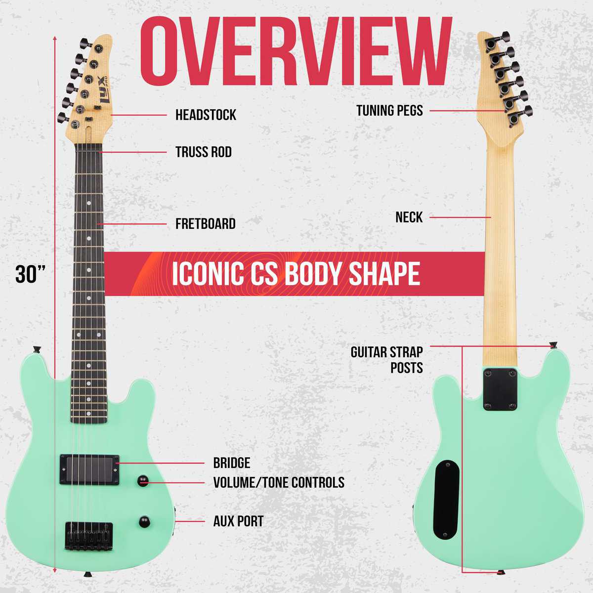 Kit de Guitarra Eléctrica LyxPro CS 30� para -Verde - Imagen 8