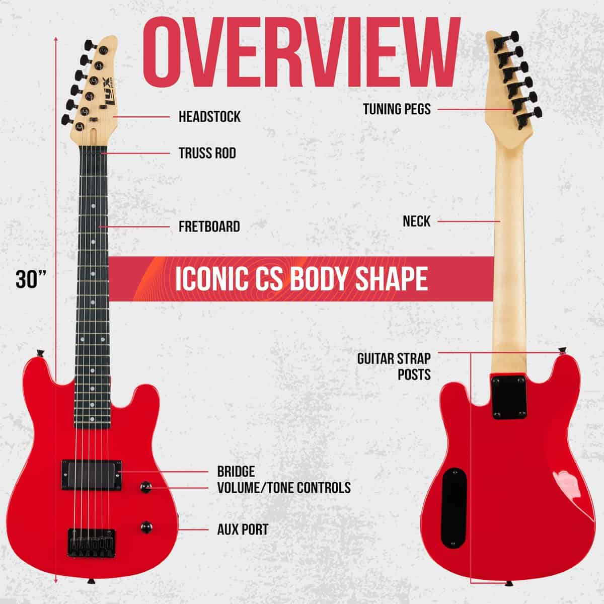 Kit de Guitarra Eléctrica LyxPro CS 30� para -Roja - Imagen 8