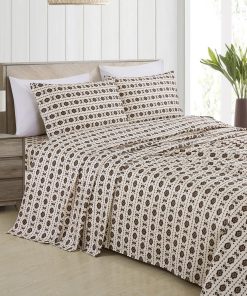 Juego de sábanas geométricas Chezmoi Collection -Multi Marró