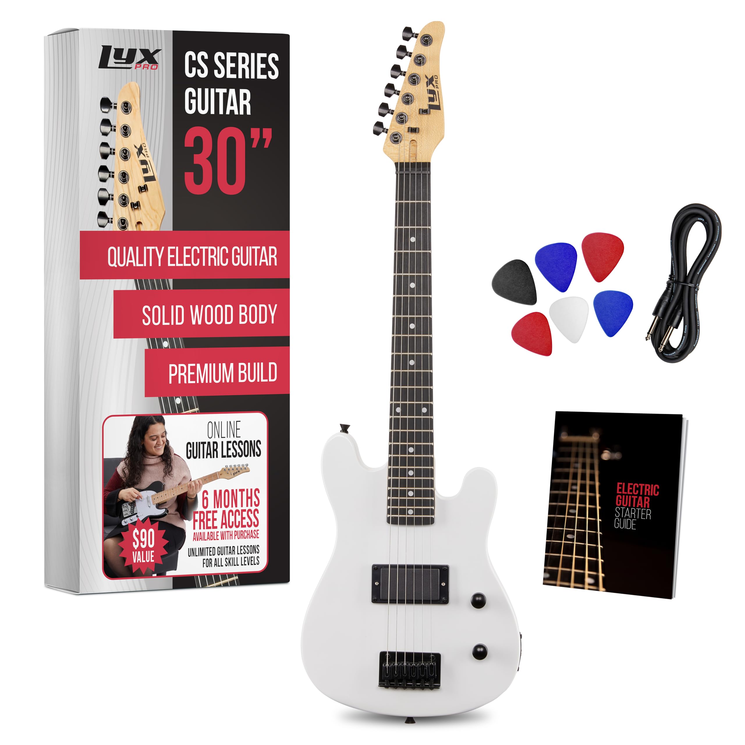 Kit de Guitarra Eléctrica LyxPro CS 30� para -Blanco