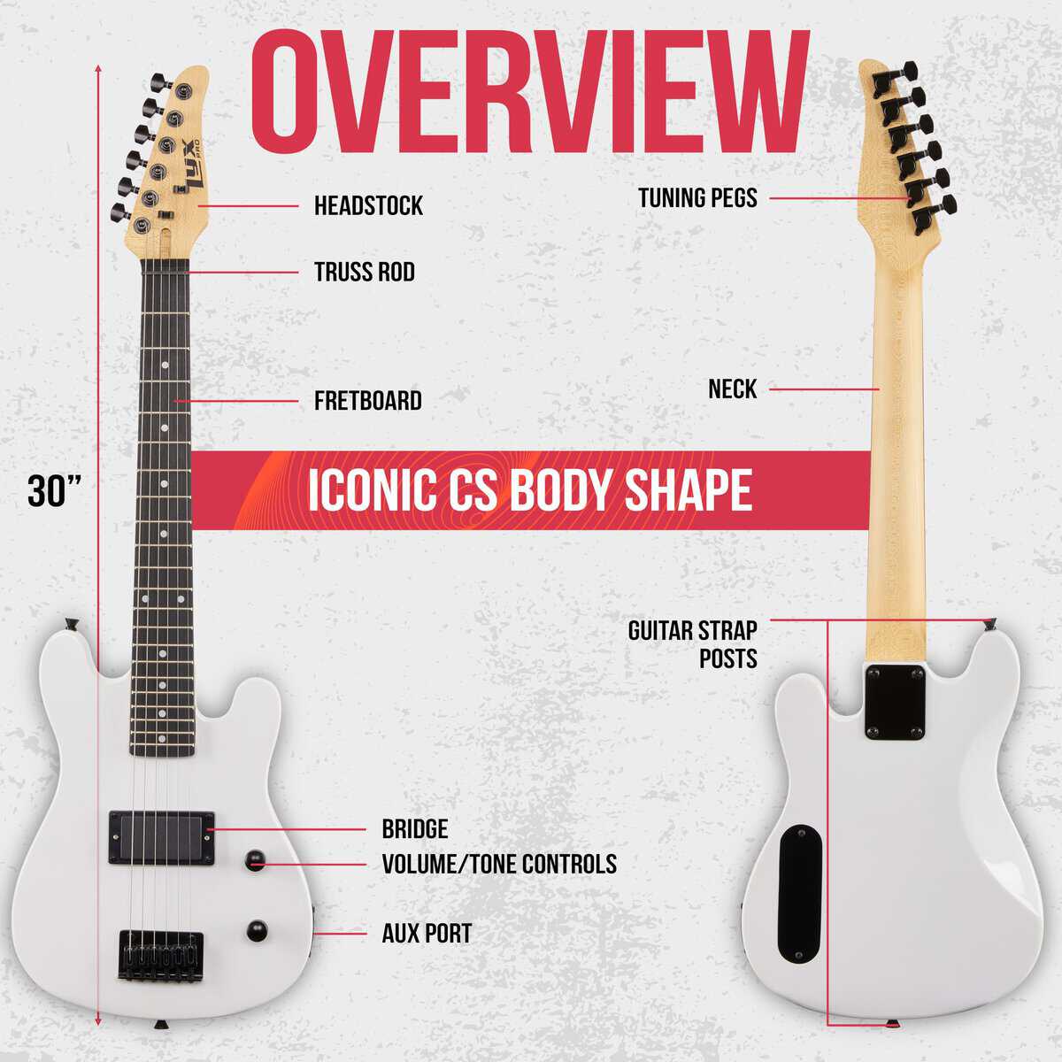 Kit de Guitarra Eléctrica LyxPro CS 30� para -Blanco - Imagen 8