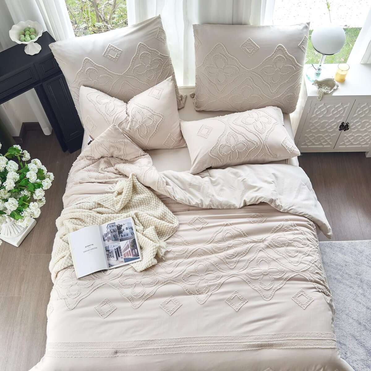 Juego de edredón Amolavet Queen Beige, Ropa de cama Bohemia - Imagen 5