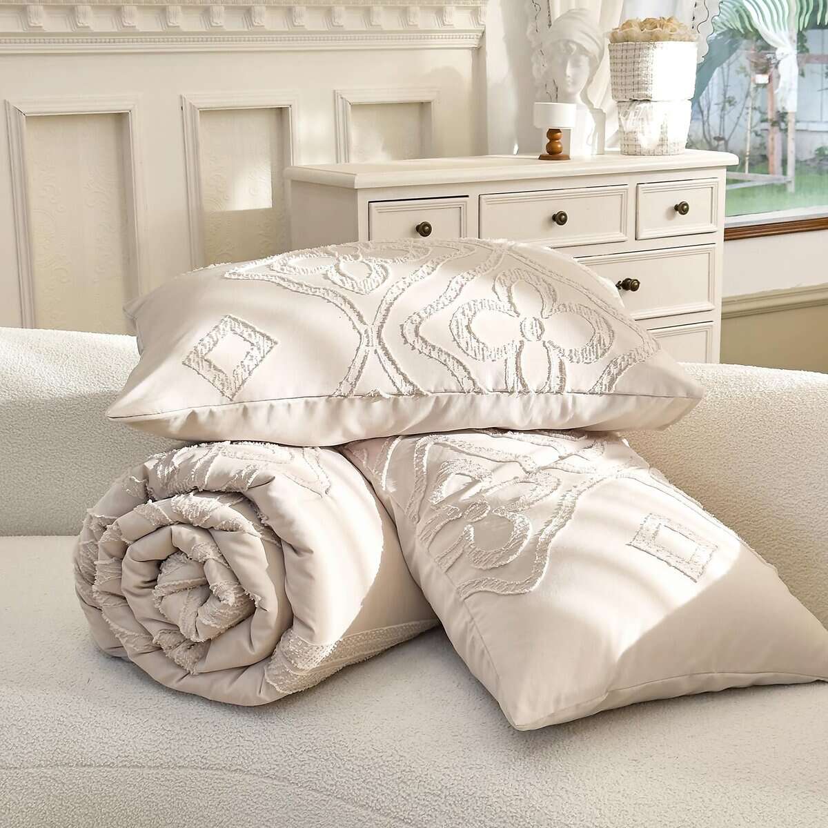 Juego de edredón Amolavet Queen Beige, Ropa de cama Bohemia - Imagen 9