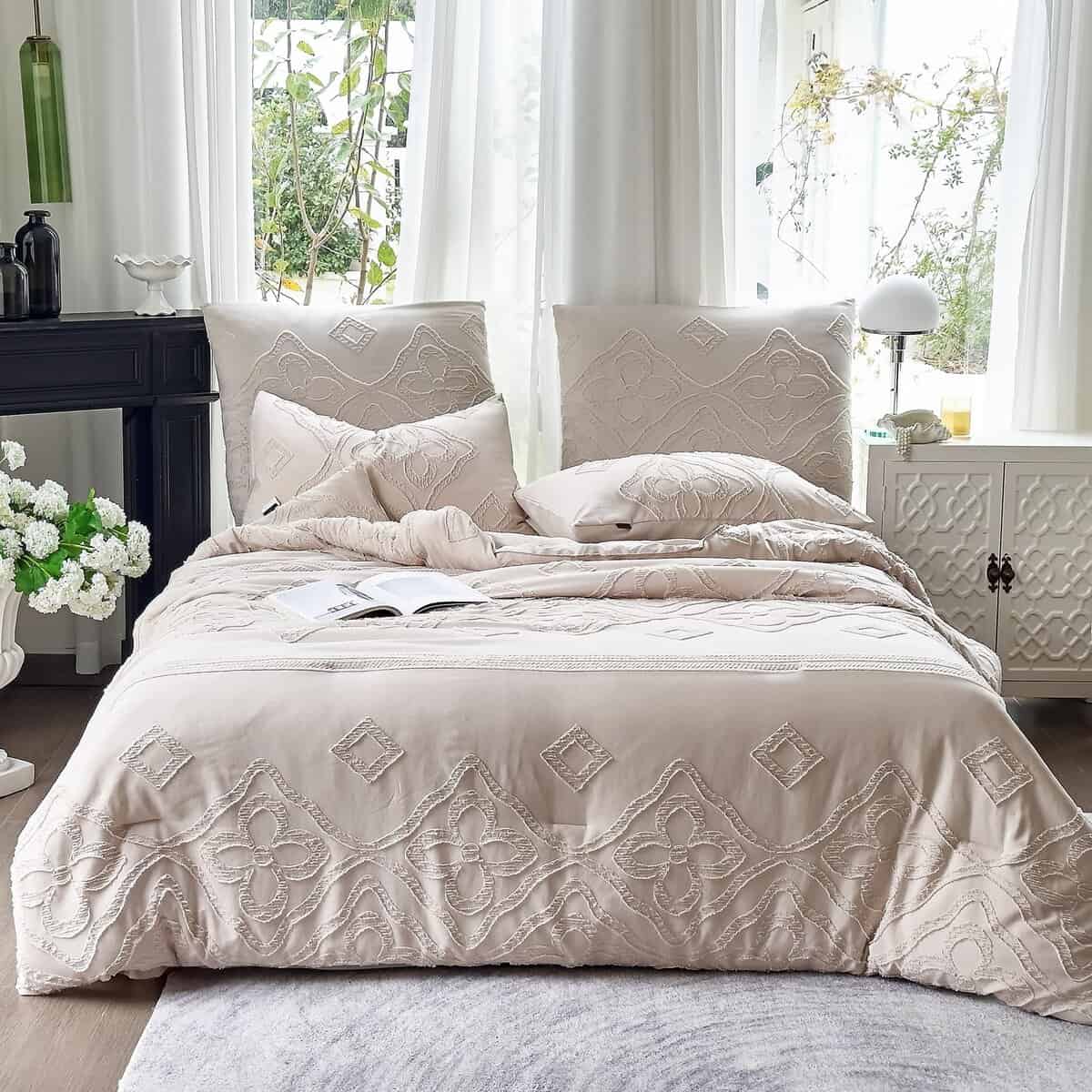 Juego de edredón Amolavet Queen Beige, Ropa de cama Bohemia - Imagen 3