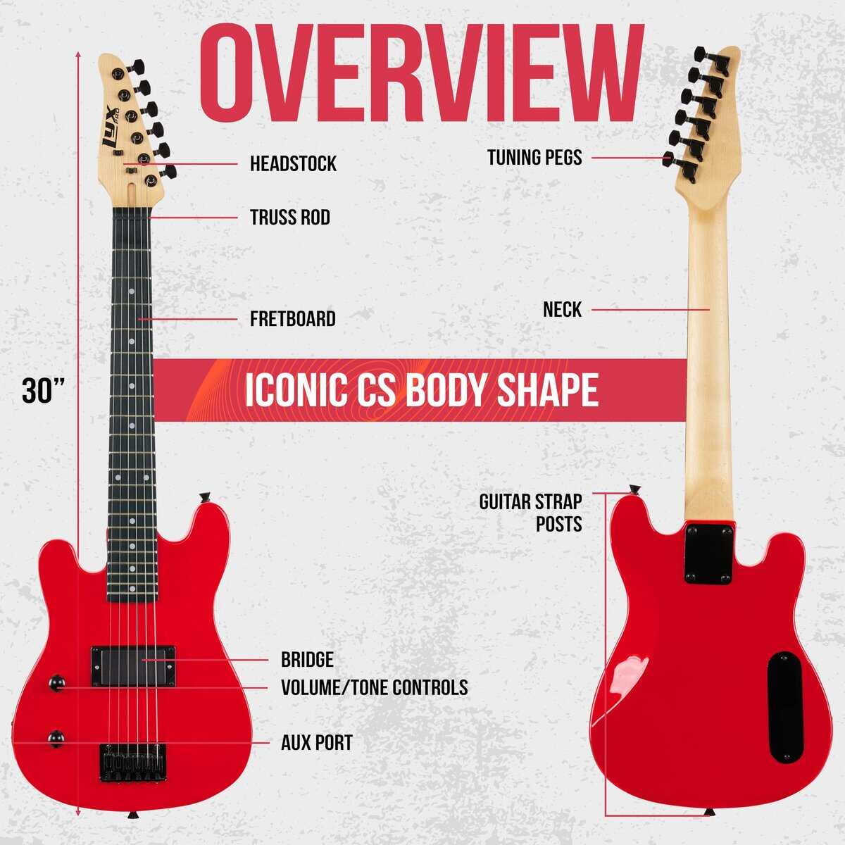 Kit de Guitarra Eléctrica LyxPro CS 30� para -Rojo - Imagen 8