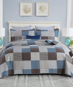 Juego de Edredón a Cuadros Uniclinens Tamaño -Azul/Marrón/Bl