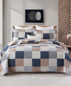 Juego de Edredón a Cuadros Uniclinens Tamaño King, 100%