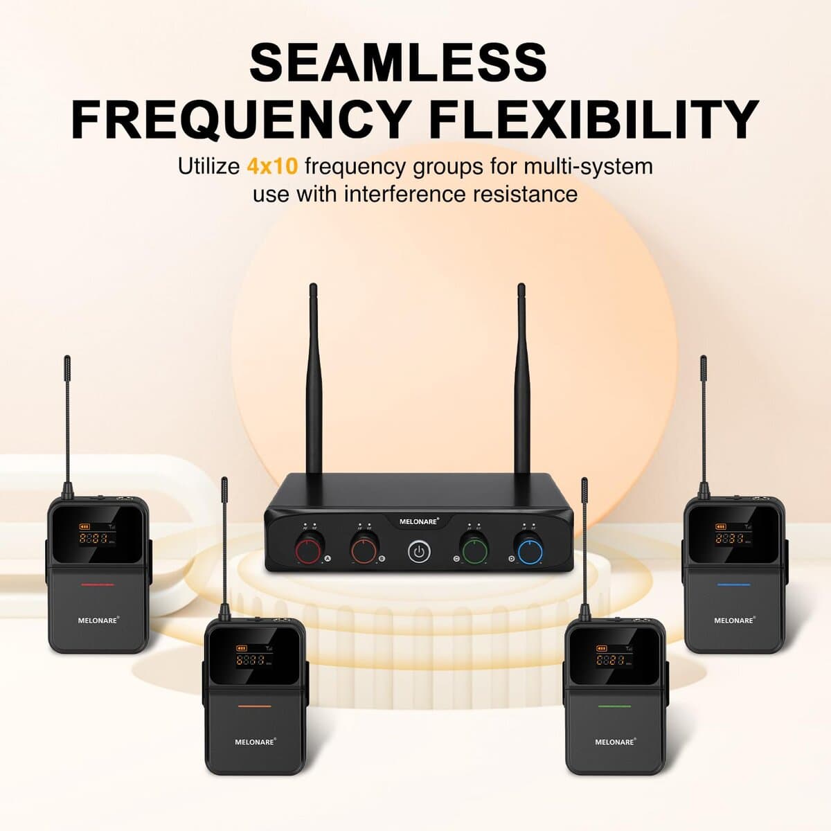 Sistema de micrófono inalámbrico de 4 canales -Negro - Imagen 5