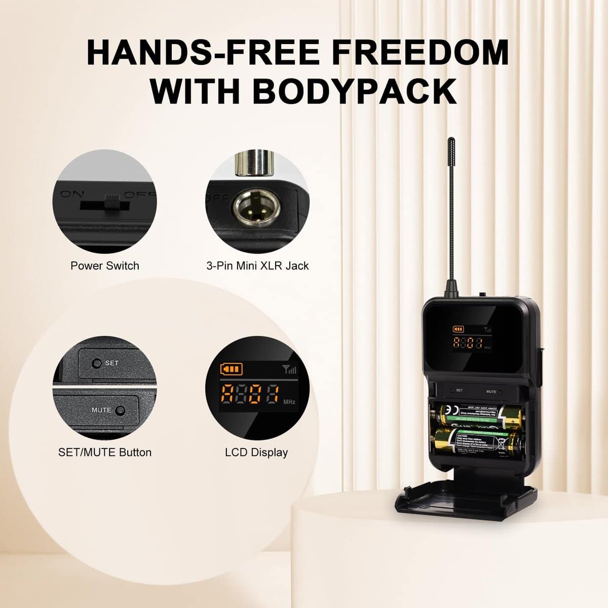 Sistema de micrófono inalámbrico de 4 canales -Negro - Imagen 3