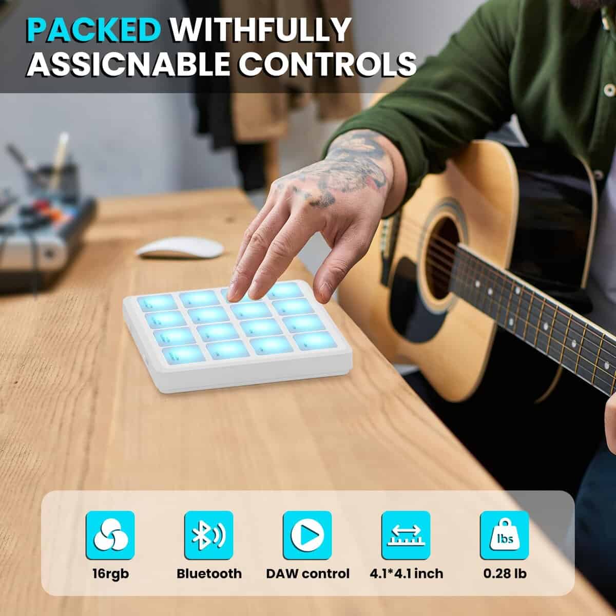 Controlador MIDI inalámbrico M-WAVE Pads, 4.1 * 4.1 - Imagen 4