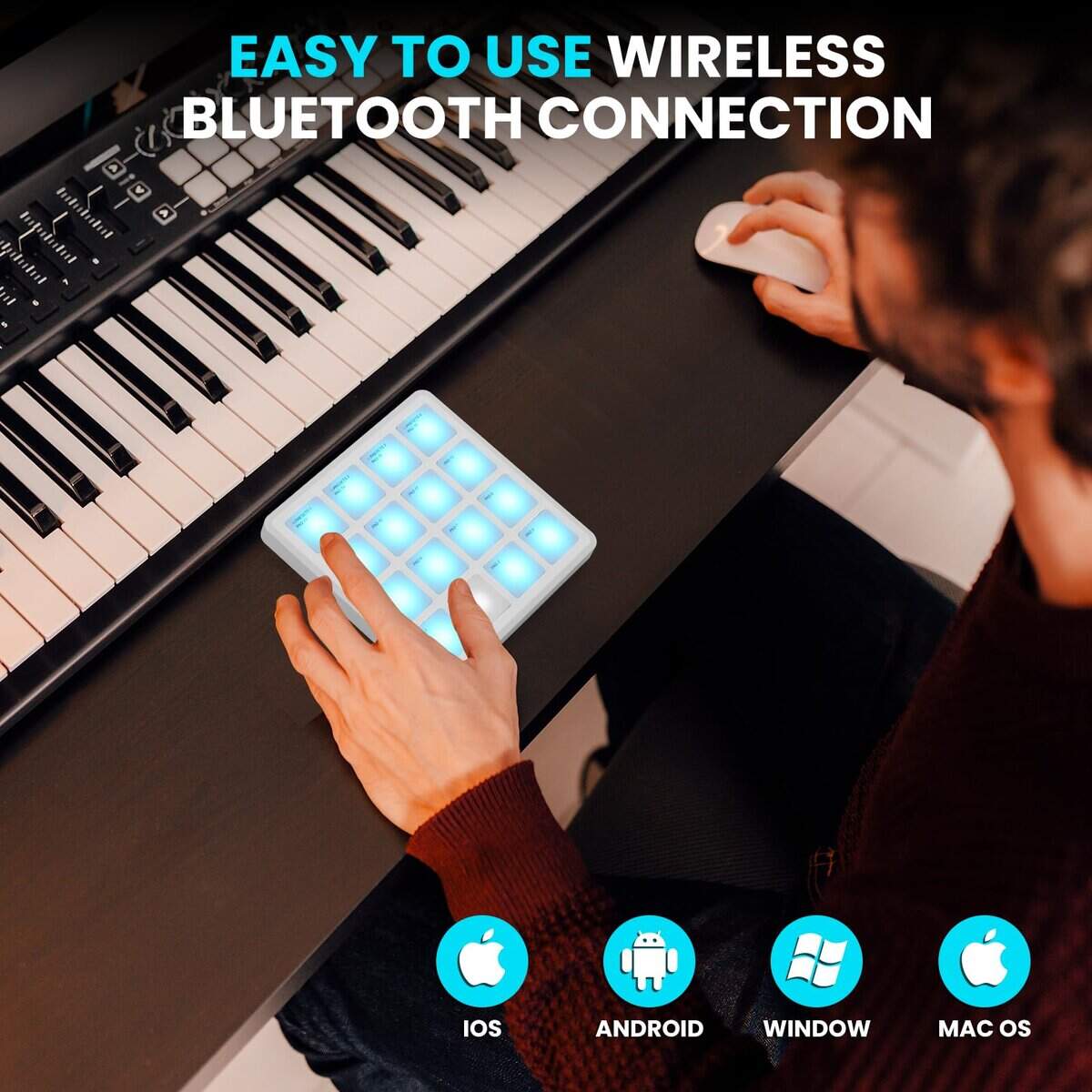 Controlador MIDI inalámbrico M-WAVE Pads, 4.1 * 4.1 - Imagen 5