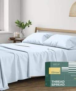 Juego de Sábanas 100% Algodón Orgánico -Azul Claro