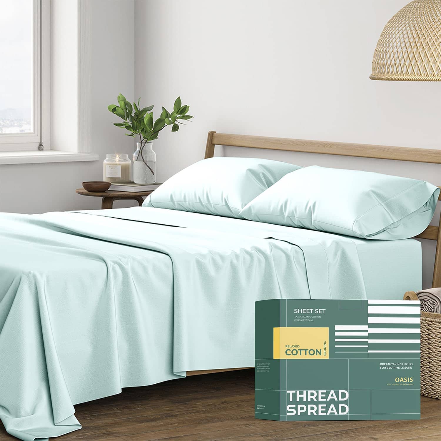 Juego de Sábanas de Algodón Orgánico 100% Tamaño Completo -