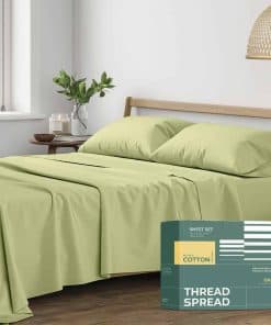 Juego de Sábanas 100% Algodón Orgánico -Verde Salvia