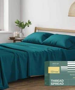 Juego de sábanas 100% algodón orgánico -Teal