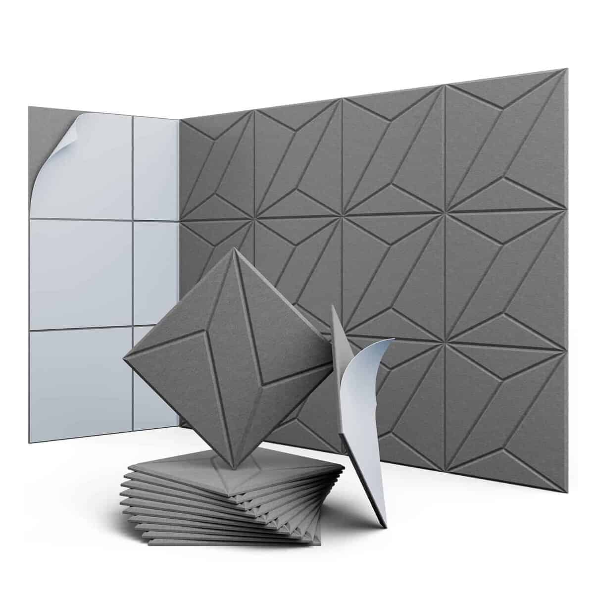 UNECHO 12 Pack 11.8" X 11.8" X 0.4" Paneles -Gris Luna