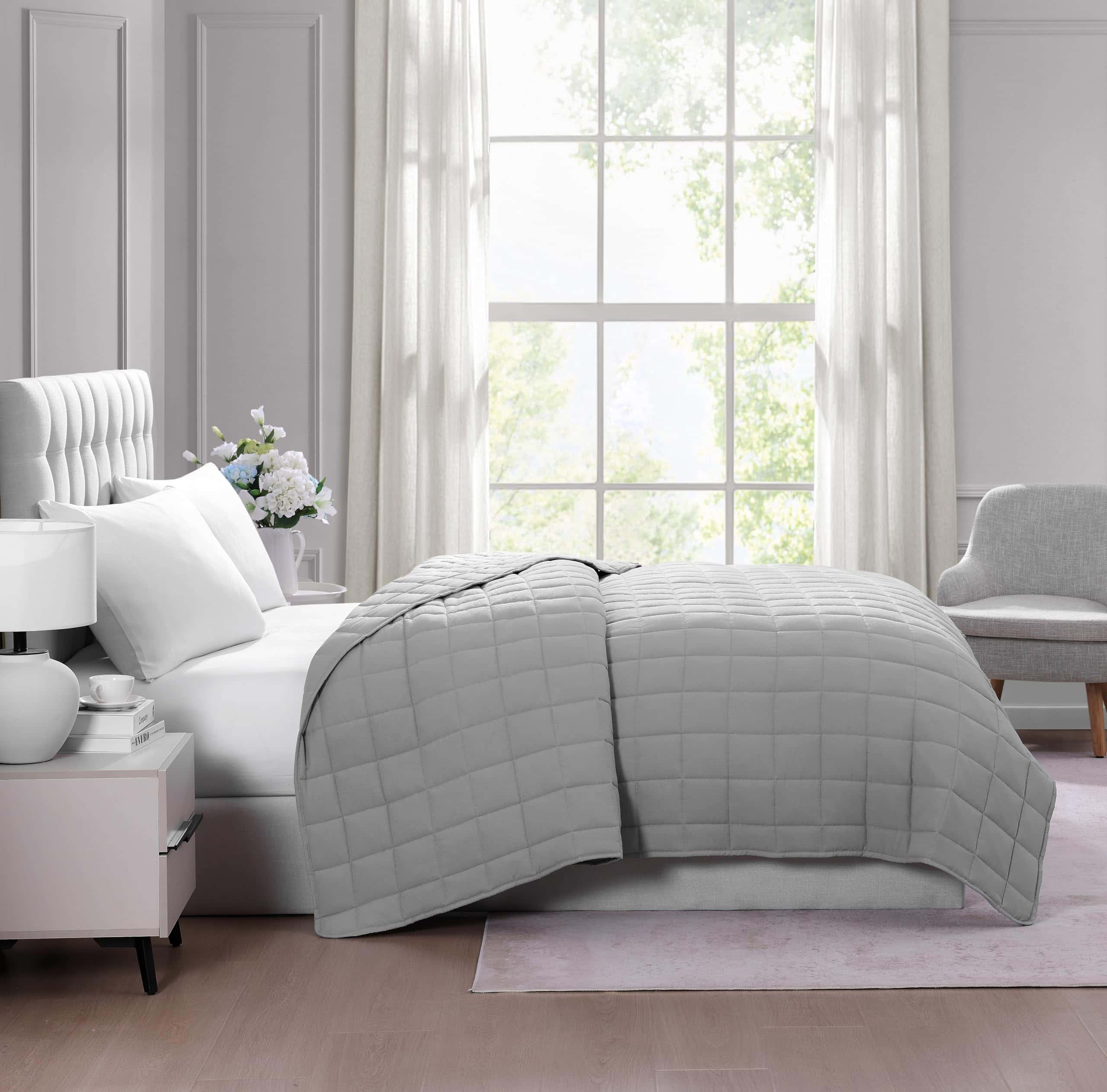 Manta Acolchada Casa Platino Tamaño Completo - Pre-Lavada -