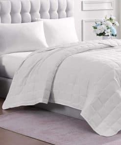 Manta Casa Platino Blanca Tamaño Completo - Pre-lavada,