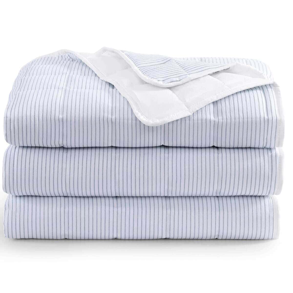 Manta Acolchada Casa Platino Tamaño Twin XL - -Rayas Azul - Imagen 5