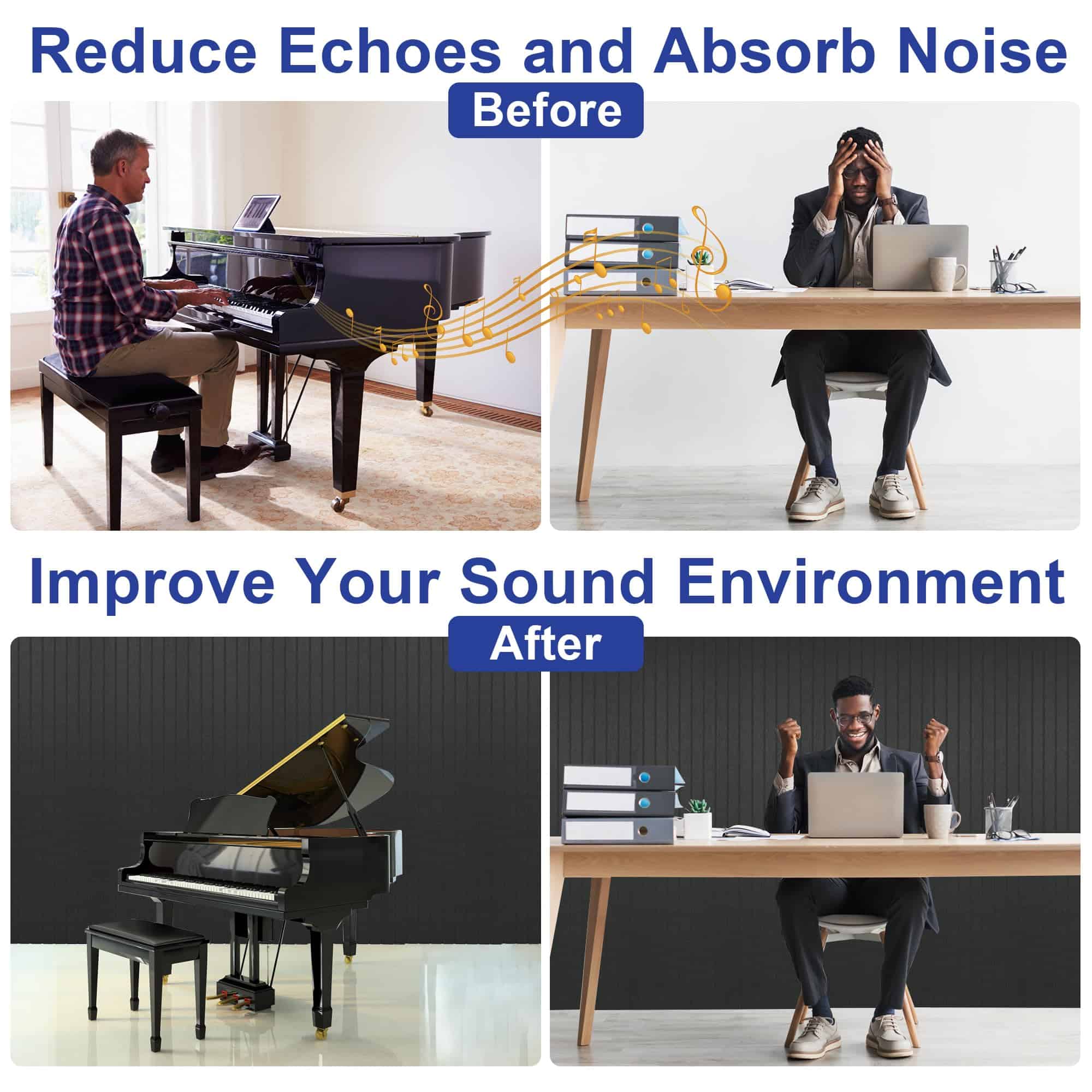 Panel de Pared Acústico Grande Gtouse de 10 Piezas - Imagen 7