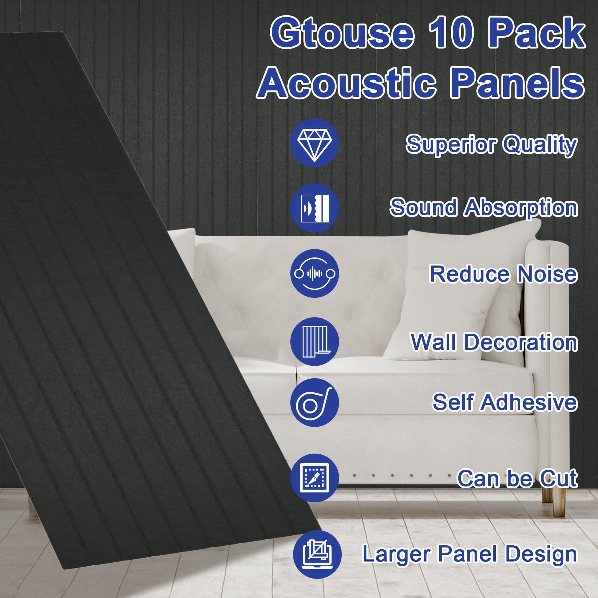 Panel de Pared Acústico Grande Gtouse de 10 Piezas - Imagen 3
