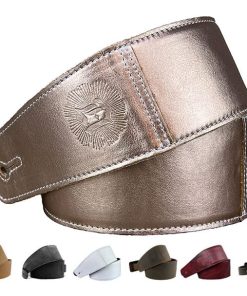 Correa de guitarra de cuero de grano -Rose Gold