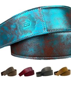 Correa de guitarra de cuero de grano -Algodón de azúcar (Azu