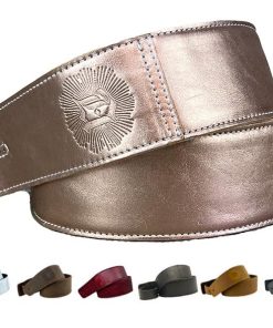 Correa de guitarra de cuero de grano -Oro rosa
