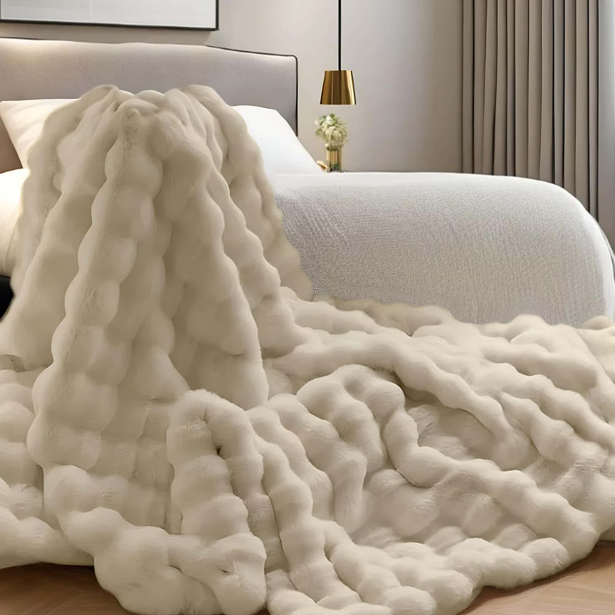 Manta de Felpa con Diseño de Burbujas - Cálida y Suave - Imagen 4