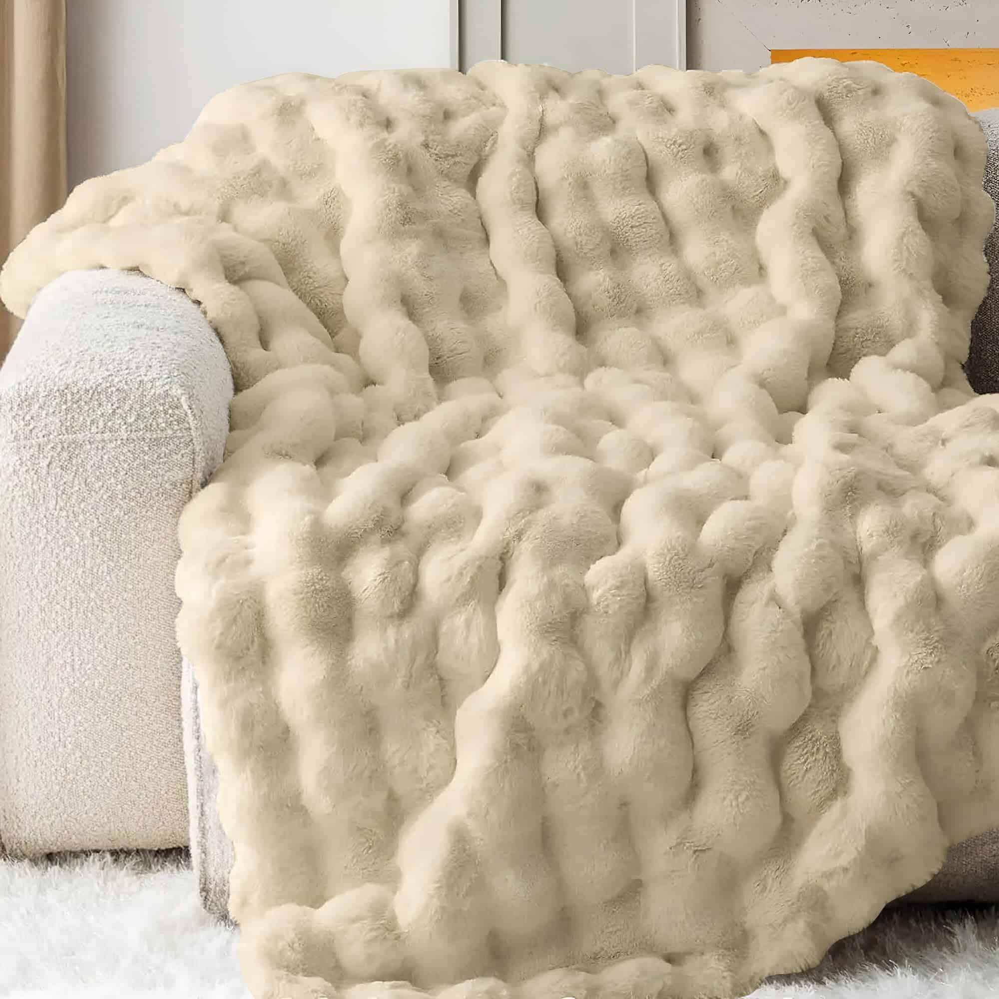 Manta de Felpa con Diseño de Burbujas - Cálida y Suave