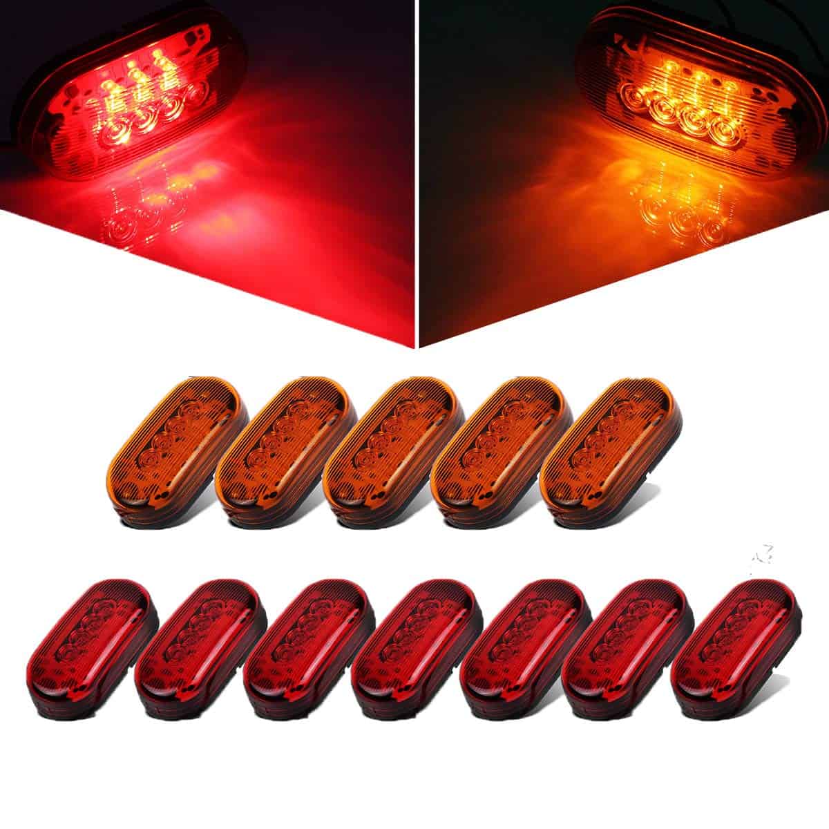 Partsam 12pcs 4 Inch Luces de Marcador LED Ovaladas, 10 LED