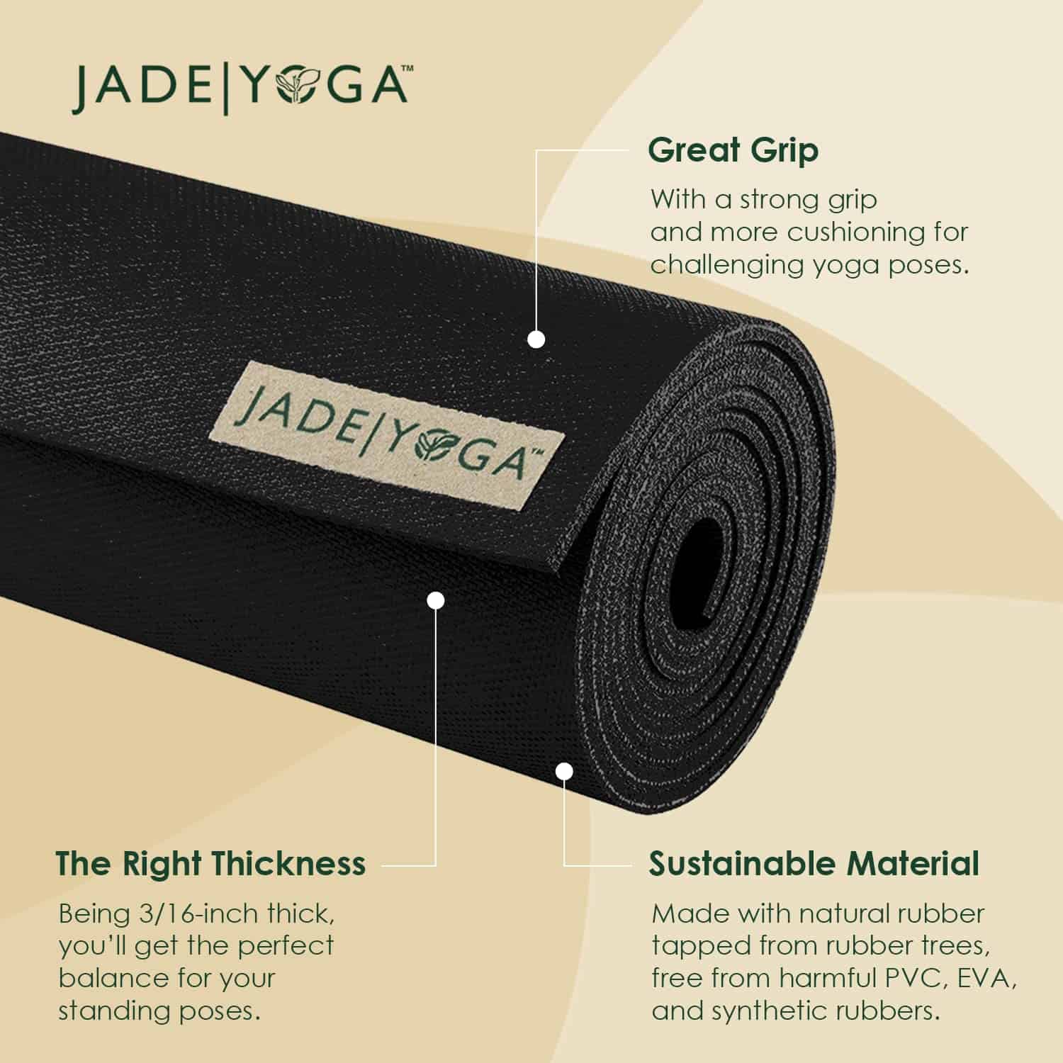 Tapete de Yoga JadeYoga Harmony - Tapete -Negro - Imagen 4