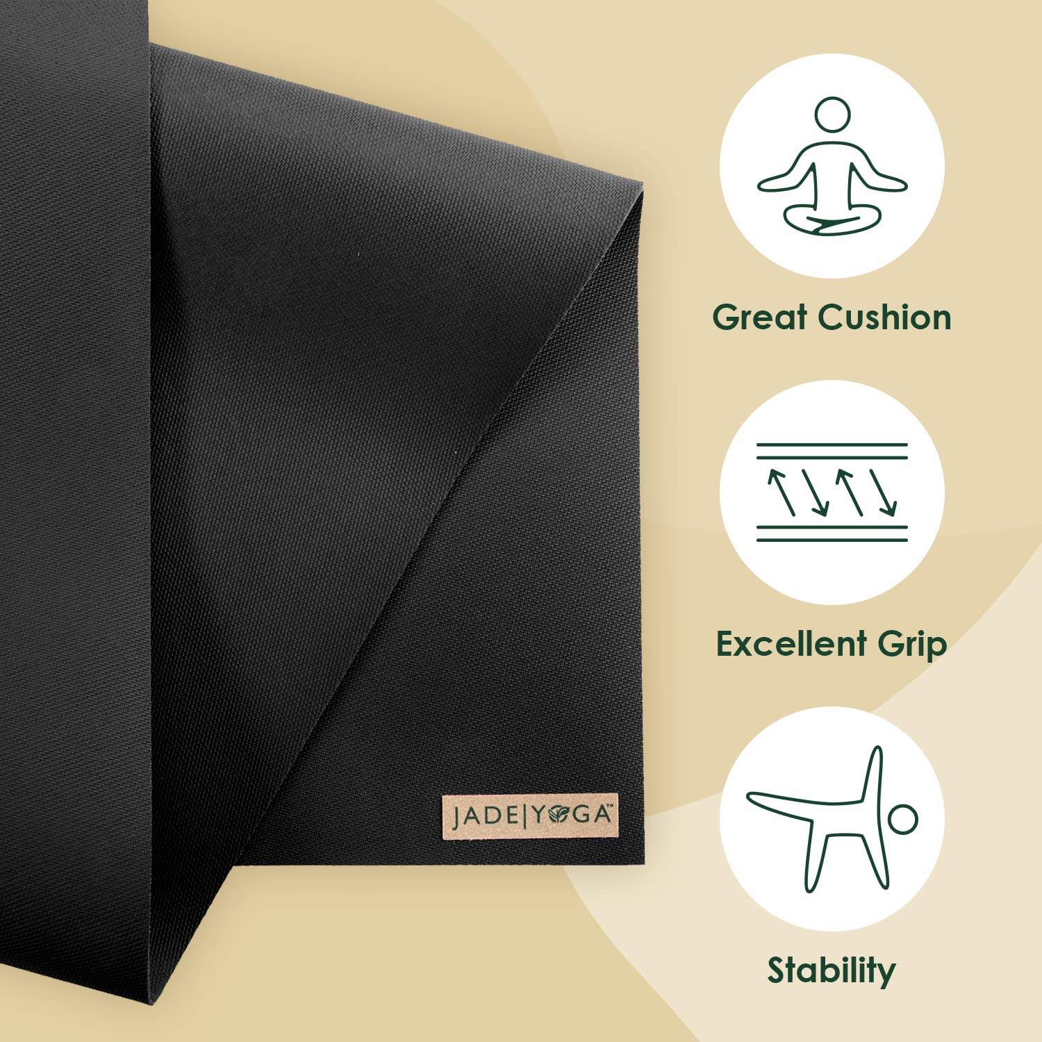 Tapete de Yoga JadeYoga Harmony - Tapete -Negro - Imagen 3