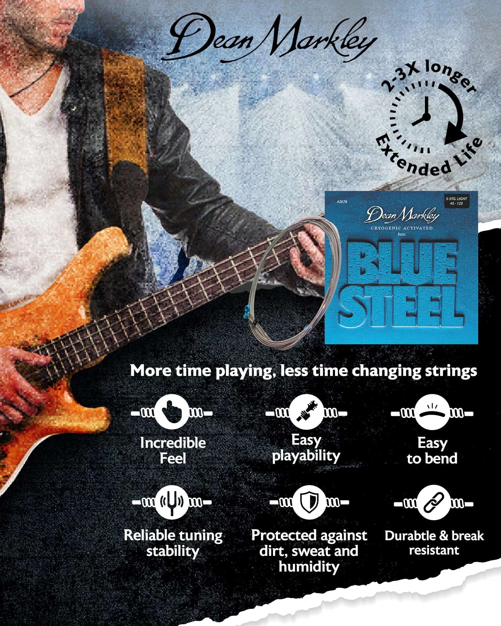 Cuerdas para Bajo Eléctrico Dean Markley 2678 Blue Steel - Imagen 4