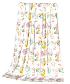 Manta de Pascua Peluda Conejito Huevo Flores Manta de Tirar