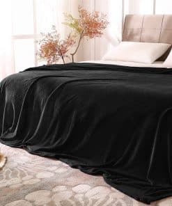 Manta de Felpa BEDELITE Negro para Sofá y Cama, Manta de