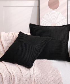 Funda de cojín de pana Puncuntex Set de 2 Decorativa Negra