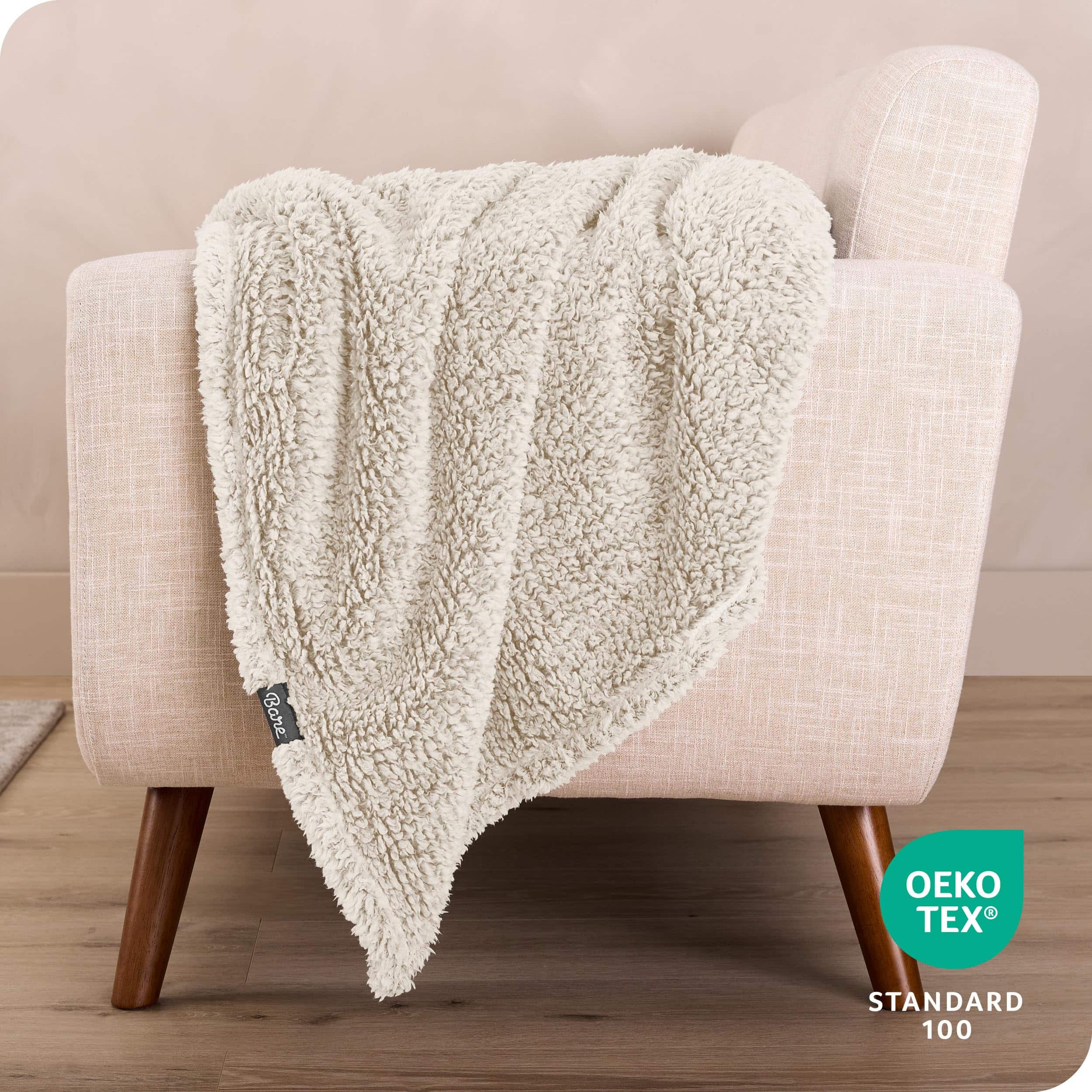 Manta de piel sintética Bare Home - Manta King -Ostra rayada - Imagen 6