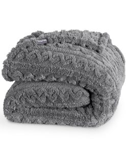 Manta de Piel Sintética Bare Home - Manta -Gris Cable