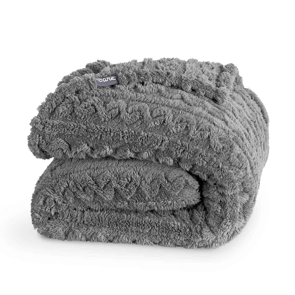 Manta de Piel Sintética Bare Home - Manta -Gris Cable