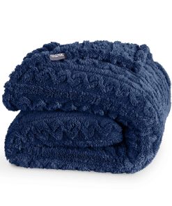 Manta de Piel Sintética Bare Home - Manta -Azul Oscuro Cable