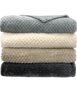 Conjunto de 4 Mantas de Felpa Flannel para Cama Sofá 3D con