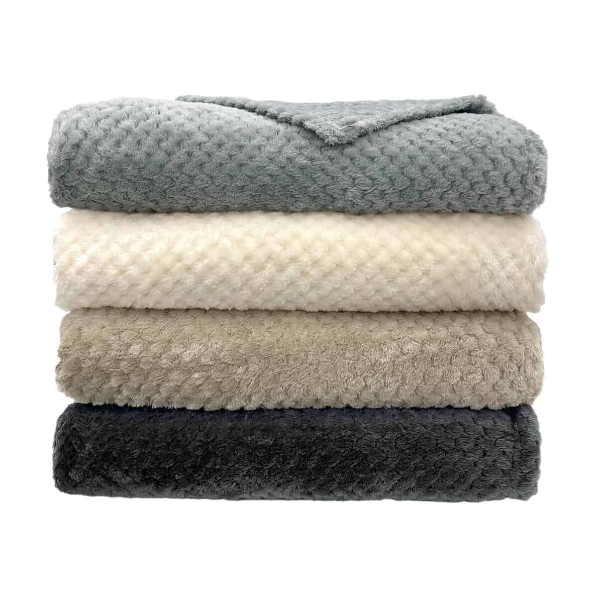 Conjunto de 4 Mantas de Felpa Flannel para Cama Sofá 3D con