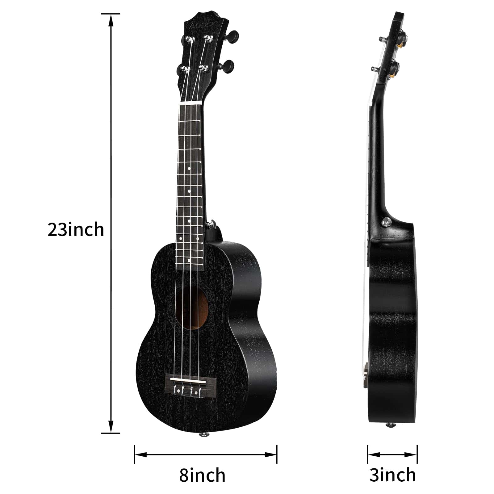 Ukulele Negro AODSK para Principiantes de 23 Pulgadas con - Imagen 3