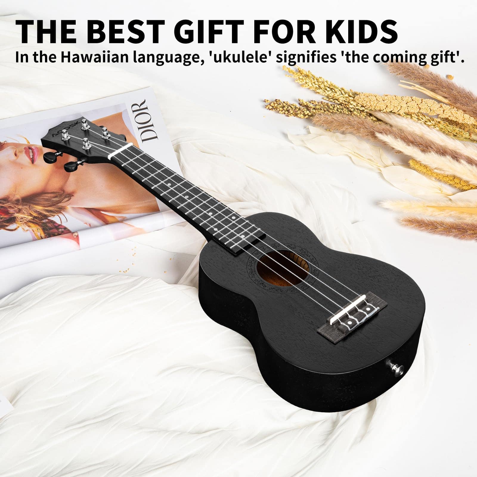 Ukulele Negro AODSK para Principiantes de 23 Pulgadas con - Imagen 4
