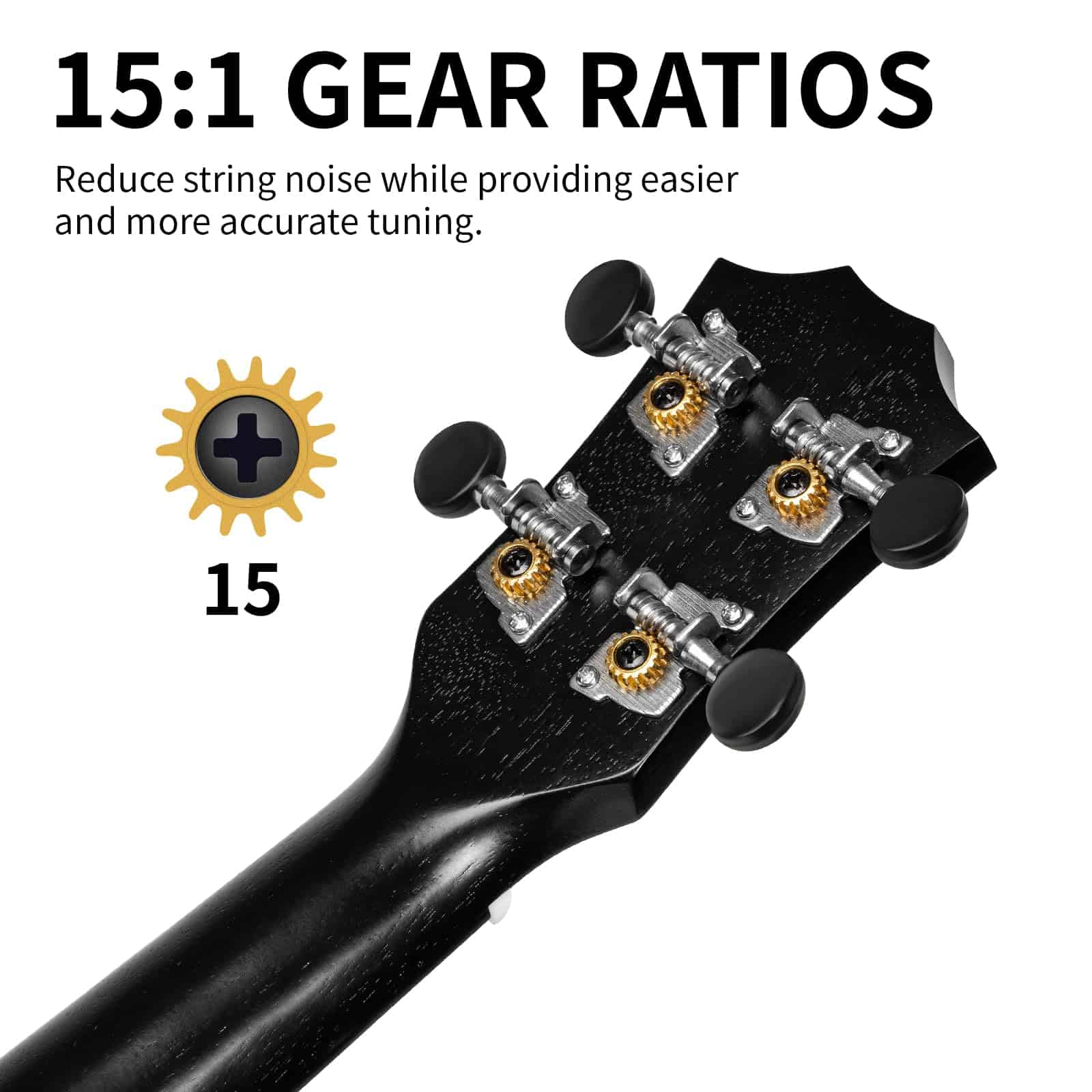 Ukulele Negro AODSK para Principiantes de 23 Pulgadas con - Imagen 5